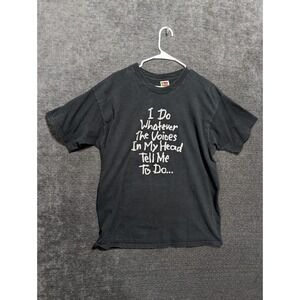 Fruit the Loom Voices In My Head Graphic T-Shirt Mens XL Black Funny Humor Tee